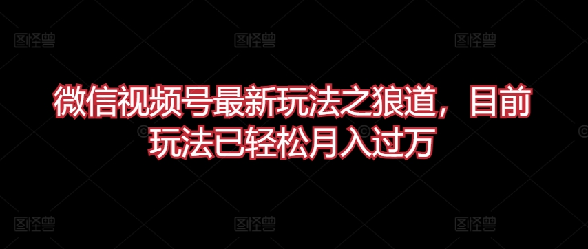 微信视频号最新玩法之狼道，目前玩法已轻松月入过万-副创网