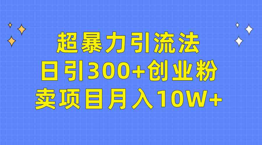 （9954期）超暴力引流法，日引300+创业粉，卖项目月入10W+-副创网