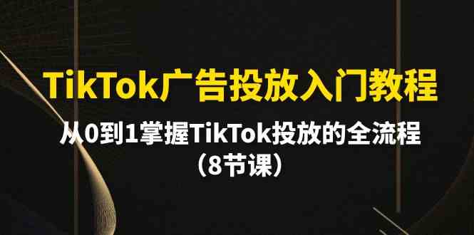 TikTok广告投放入门教程，从0到1掌握TikTok投放的全流程（8节课）-副创网