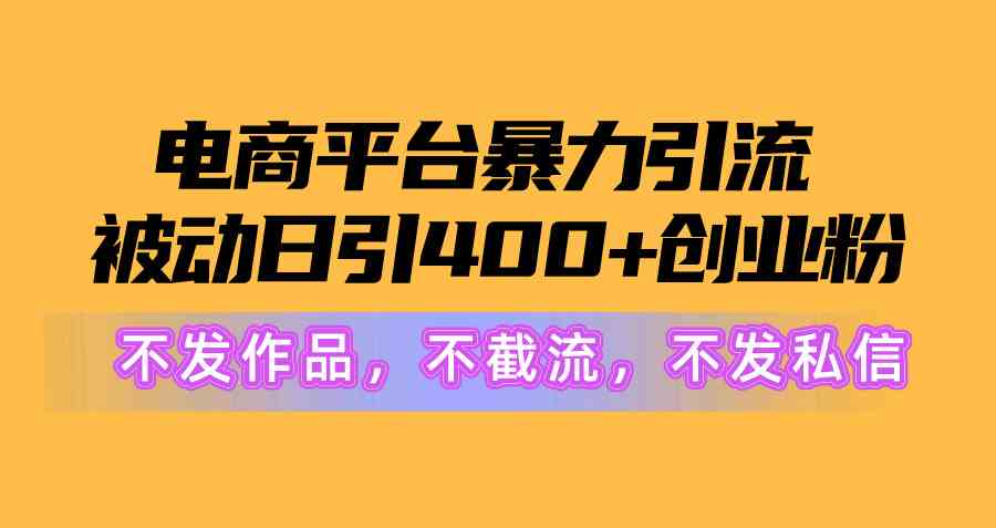 （10168期）电商平台暴力引流,被动日引400+创业粉不发作品，不截流，不发私信-副创网