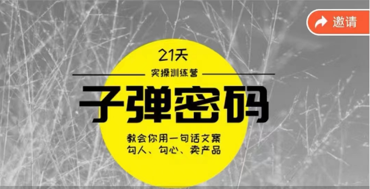 《子弹密码训练营》用一句话文案勾人勾心卖产品，21天学到顶尖文案大师策略和技巧-副创网