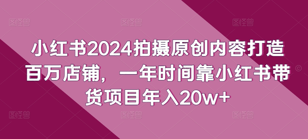 小红书2024拍摄原创内容打造百万店铺，一年时间靠小红书带货项目年入20w+-副创网