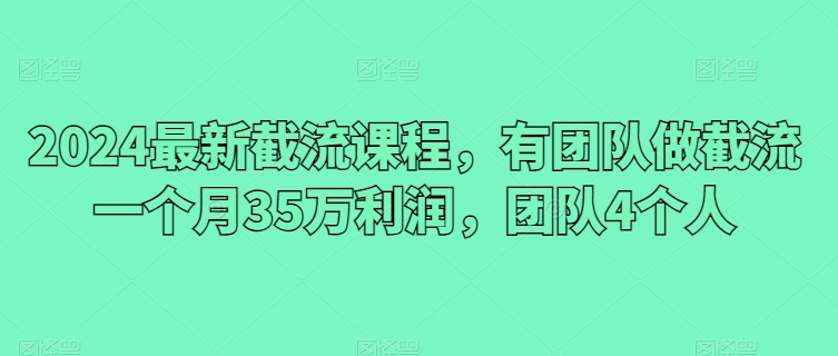 2024最新截流课程，有团队做截流一个月35万利润，团队4个人-副创网