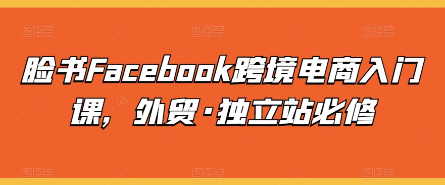 脸书Facebook跨境电商入门课，外贸·独立站必修-副创网