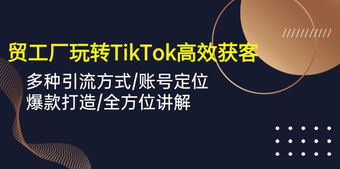 （10302期）外贸工厂玩转TikTok高效获客，多种引流方式/账号定位/爆款打造/全方位讲解-副创网