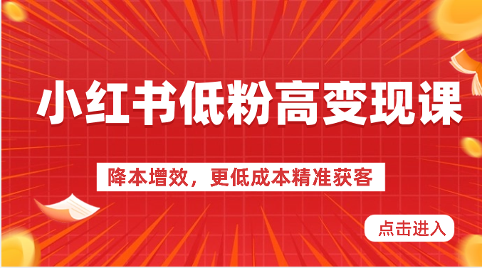 小红书低粉高变现课-降本增效，更低成本精准获客，小红书必爆的流量密码-副创网