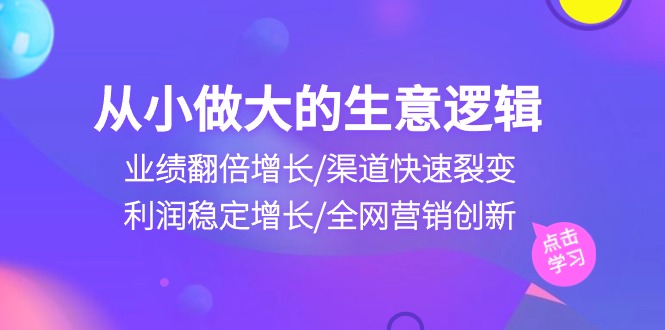 从小做大生意逻辑：业绩翻倍增长/渠道快速裂变/利润稳定增长/全网营销创新-副创网