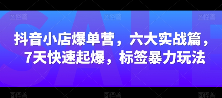 抖音小店爆单营，六大实战篇，7天快速起爆，标签暴力玩法-副创网