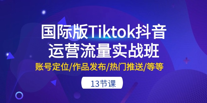 国际版Tiktok抖音运营流量实战班：账号定位/作品发布/热门推送/等等（13节）-副创网