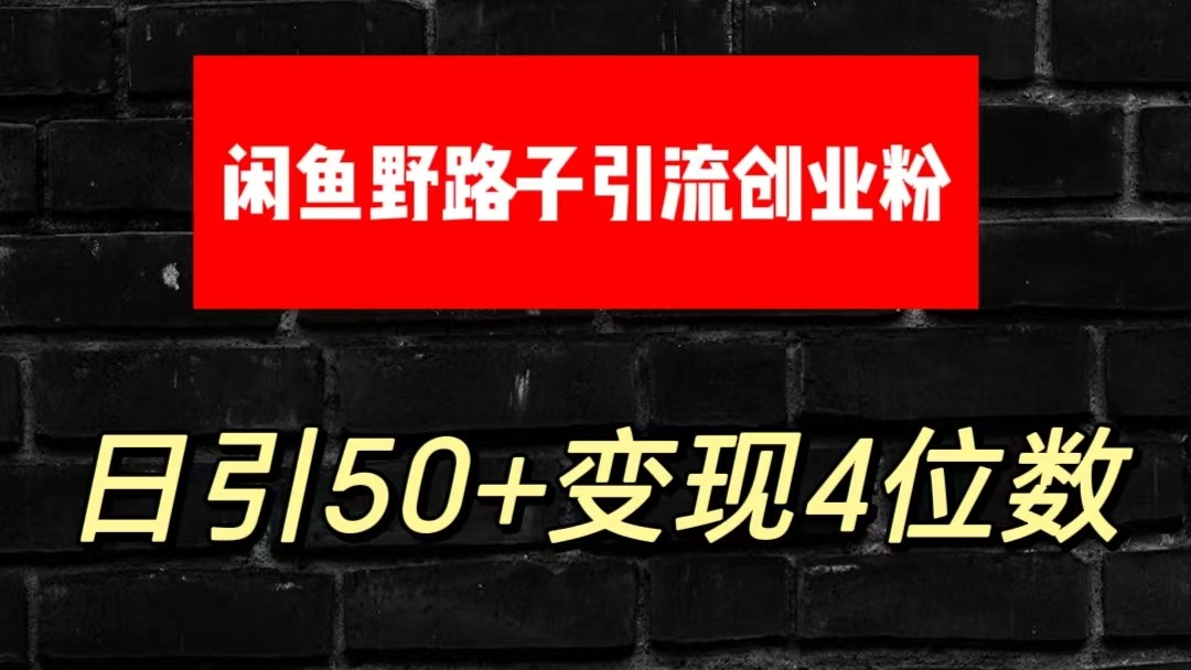 大眼闲鱼野路子引流创业粉，日引50+单日变现四位数-副创网