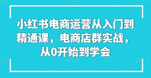 小红书电商运营从入门到精通课，电商店群实战，从0开始到学会-副创网