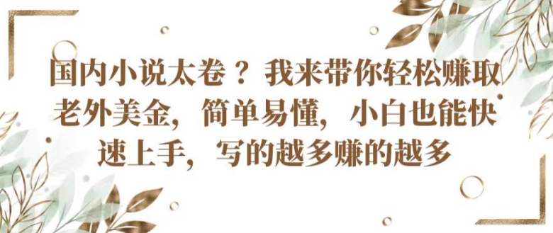 国内小说太卷 ?带你轻松赚取老外美金，简单易懂，小白也能快速上手，写的越多赚的越多-副创网