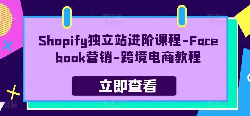 Shopify独立站进阶课程-Facebook营销-跨境电商教程-副创网