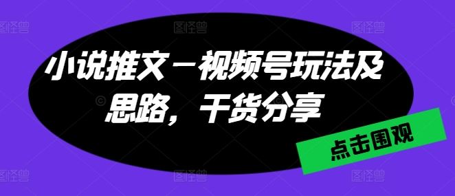 小说推文—视频号玩法及思路，干货分享-副创网