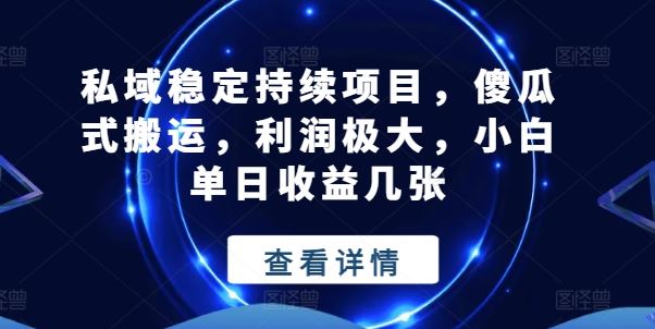 私域稳定持续项目，傻瓜式搬运，利润极大，小白单日收益几张【揭秘】-副创网