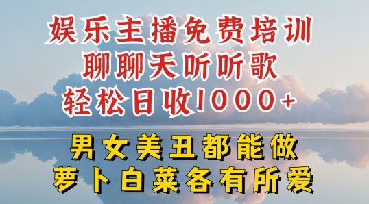 娱乐主播免费培训聊聊天听听歌轻松日收1K+，男女美丑都能做萝卜白菜各有所爱【揭秘】-副创网