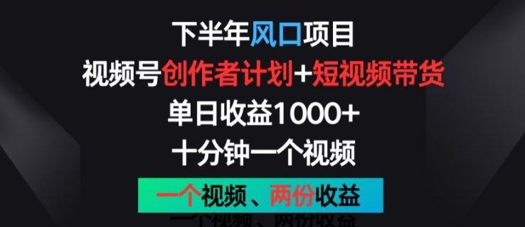 下半年风口项目，视频号创作者计划+视频带货，一个视频两份收益，十分钟一个视频【揭秘】-副创网