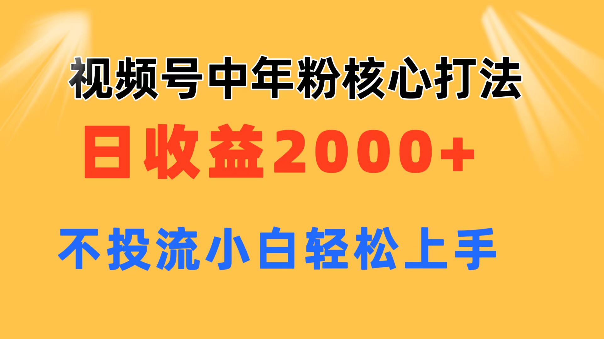 （11205期）视频号中年粉核心玩法 日收益2000+ 不投流小白轻松上手-副创网