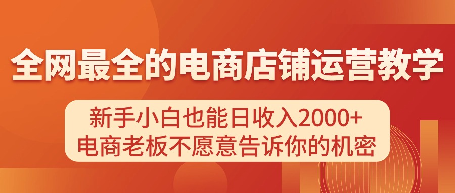 （11266期）电商店铺运营教学，新手小白也能日收入2000+，电商老板不愿意告诉你的机密-副创网