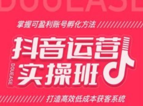 抖音运营实操班，掌握可盈利账号孵化方法，打造高效低成本获客系统-副创网