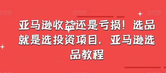 亚马逊收益还是亏损！选品就是选投资项目，亚马逊选品教程-副创网