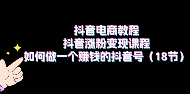 （11436期）抖音电商教程：抖音涨粉变现课程：如何做一个赚钱的抖音号（18节）-副创网