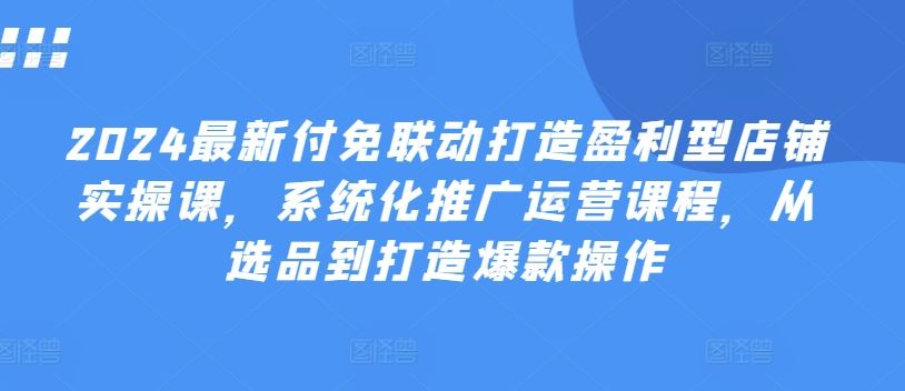 2024最新付免联动打造盈利型店铺实操课，​系统化推广运营课程，从选品到打造爆款操作-副创网