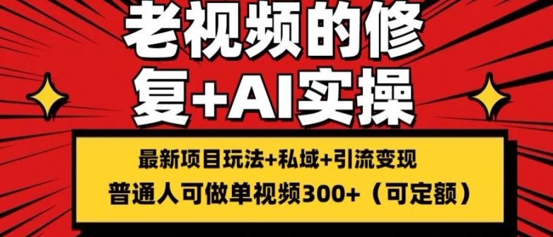 修复老视频的玩法，搬砖+引流的变现(可持久)，单条收益300+【揭秘】-副创网