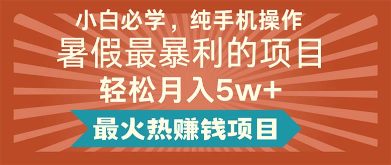 （11583期）小白必学，纯手机操作，暑假最暴利的项目轻松月入5w+最火热赚钱项目-副创网