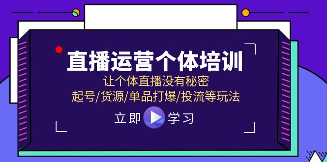 （11636期）直播运营个体培训，让个体直播没有秘密，起号/货源/单品打爆/投流等玩法-副创网