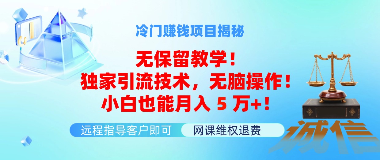 （11864期）冷门赚钱项目无保留教学！独家引流技术，无脑操作！小白也能月入5万+！-副创网