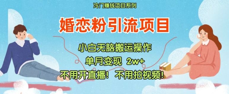 小红书婚恋粉引流，不用开直播，不用拍视频，不用做交付【揭秘】-副创网