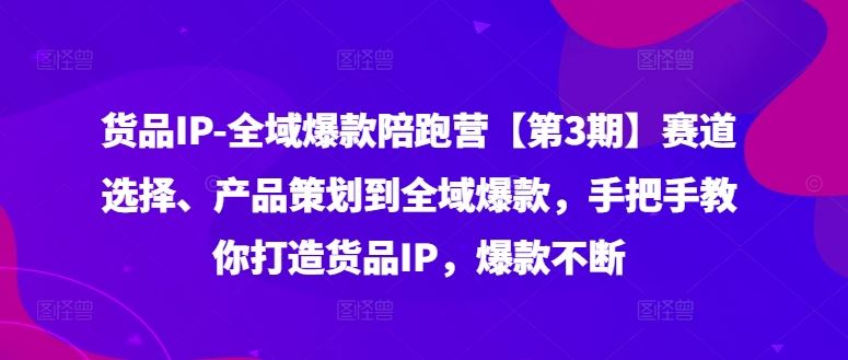 货品IP全域爆款陪跑营【第3期】赛道选择、产品策划到全域爆款，手把手教你打造货品IP，爆款不断-副创网