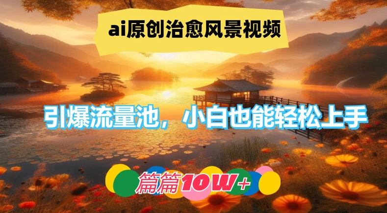 ai原创治愈风景视频，引爆流量池，小白也能轻松上手，篇篇10w+-副创网