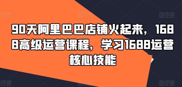 90天阿里巴巴店铺火起来，1688高级运营课程，学习1688运营核心技能-副创网