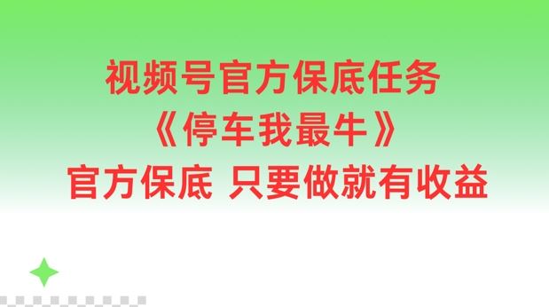 视频号官方保底任务，停车我最牛，官方保底只要做就有收益【揭秘】-副创网