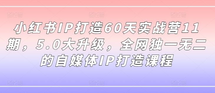 小红书IP打造60天实战营11期，5.0大升级，全网独一无二的自媒体IP打造课程-副创网