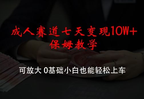 成人赛道七天变现10W+保姆教学，可放大，0基础小白也能轻松上车【揭秘】-副创网