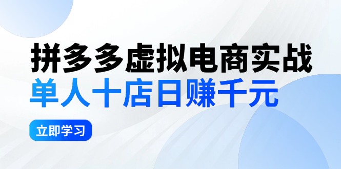 （12326期）拼多多虚拟电商实战：单人10店日赚千元，深耕老项目，稳定盈利不求风口-副创网