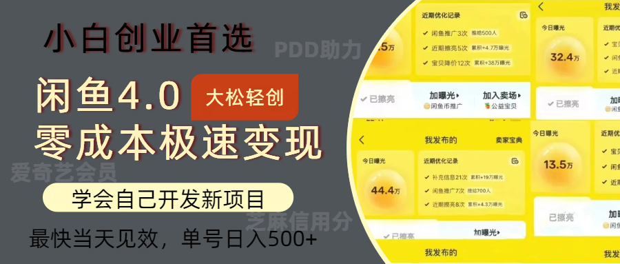 （12434期）闲鱼0成本极速变现项目，多种变现方式 单号日入500+最新玩法-副创网