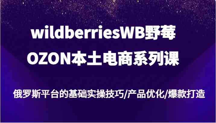 wildberriesWB野莓/OZON本土电商系列课，俄罗斯平台的基础实操技巧/产品优化/爆款打造-副创网