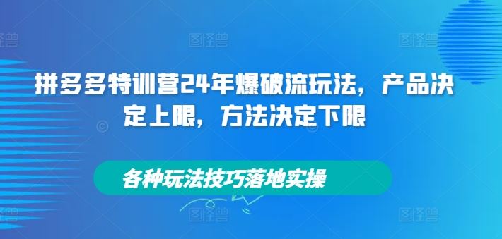 拼多多特训营24年爆破流玩法，产品决定上限，方法决定下限，各种玩法技巧落地实操-副创网