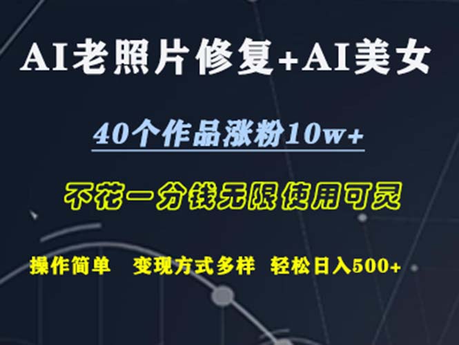 （12489期）AI老照片修复+AI美女玩发  40个作品涨粉10w+  不花一分钱使用可灵  操…-副创网