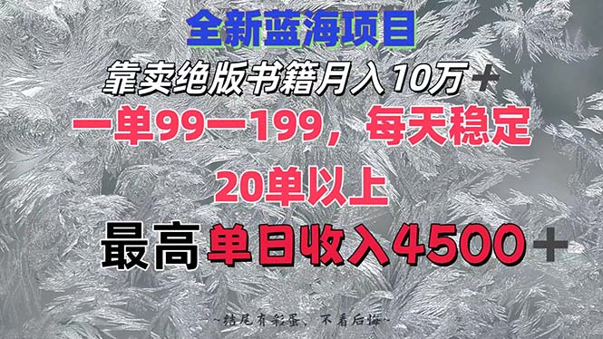 （12512期）靠卖绝版书籍月入10W+,一单99-199，一天平均20单以上，最高收益日入4500+-副创网