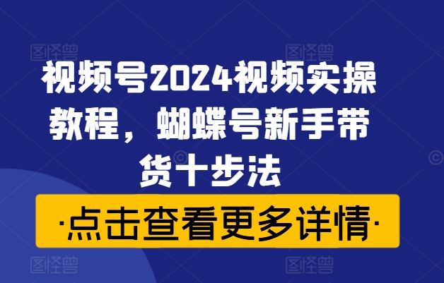 视频号2024视频实操教程，蝴蝶号新手带货十步法-副创网