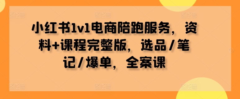 小红书1v1电商陪跑服务，资料+课程完整版，选品/笔记/爆单，全案课-副创网