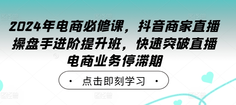 2024年电商必修课，抖音商家直播操盘手进阶提升班，快速突破直播电商业务停滞期-副创网