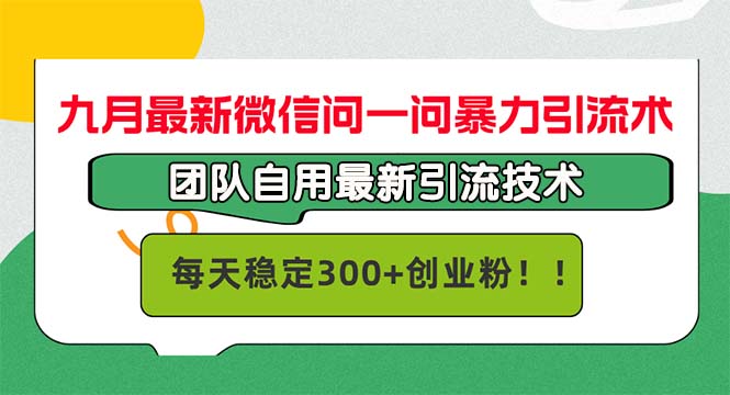 九月最新微信问一问暴力引流术，团队自用引流术，每天稳定300+创…-副创网